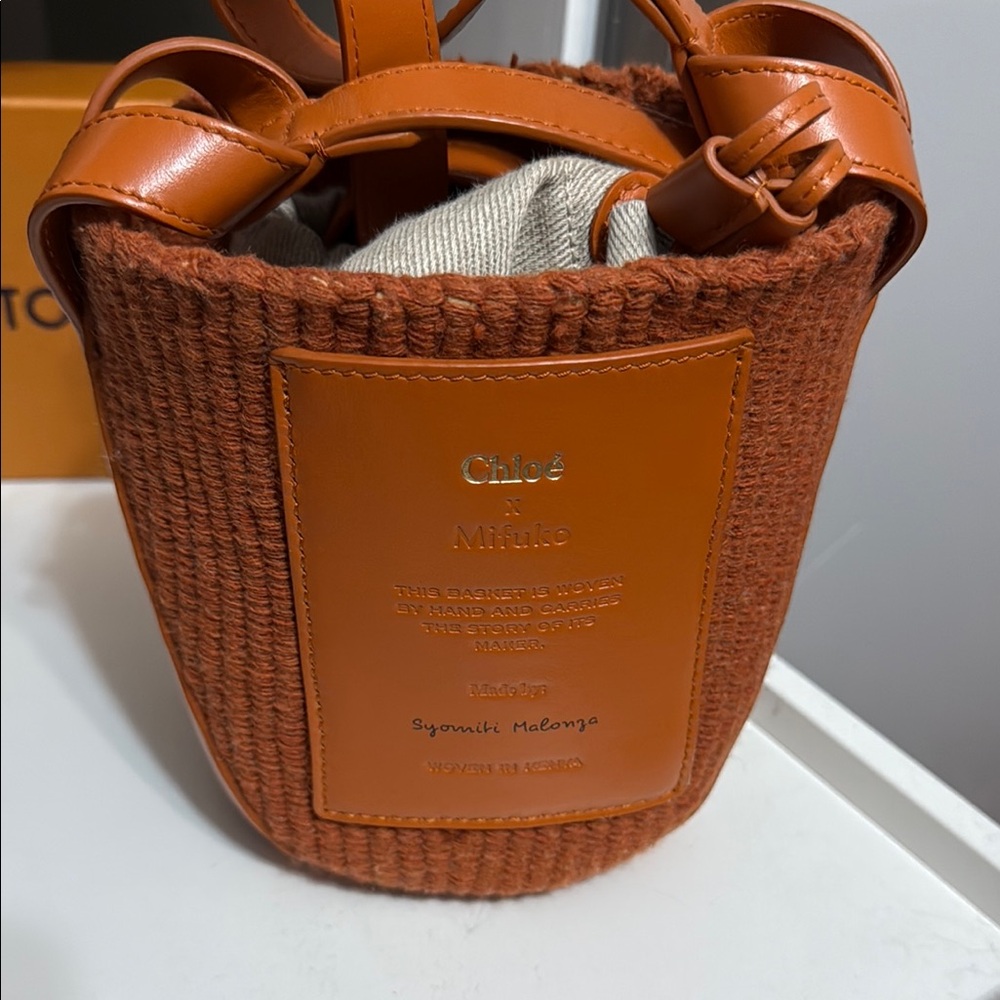 Chloe Orange Mini Woven Leather Bag